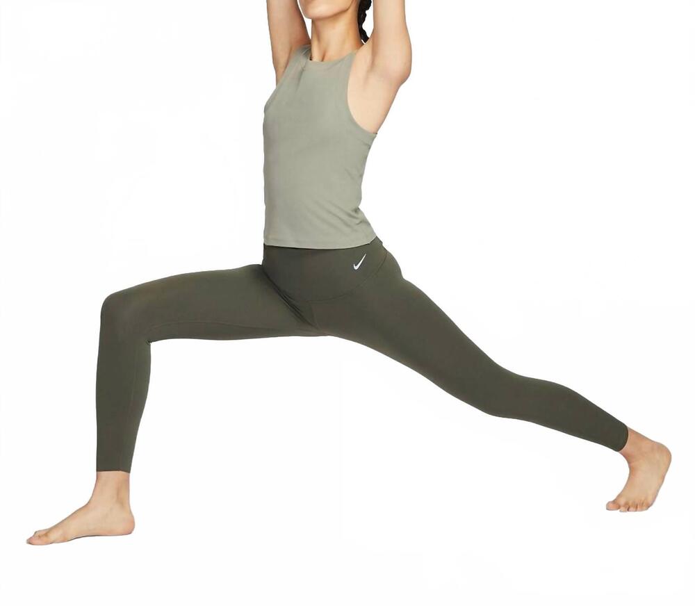 NEW NIKE zenvy rib mujeres leggings and rib top set in dark green